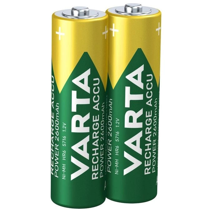 Varta Recharge Accu Power AA 2600 mAh Blister da 2 (Batteria NiMH Accu Precaricata, Mignon, batteria ricaricabile, pronta all'uso)