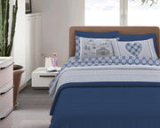 Completo Letto in Flanella Calda e Morbida Anti Pilling - Set Flanellato 3 Misure parure con Federe - Chalet Blu - 1 Piazza