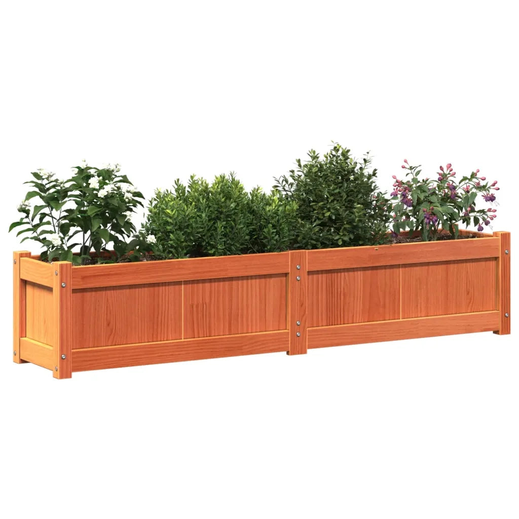 Fioriera Giardino Marrone Cera 150x31x31 cm Legno Massello Pino 837478
