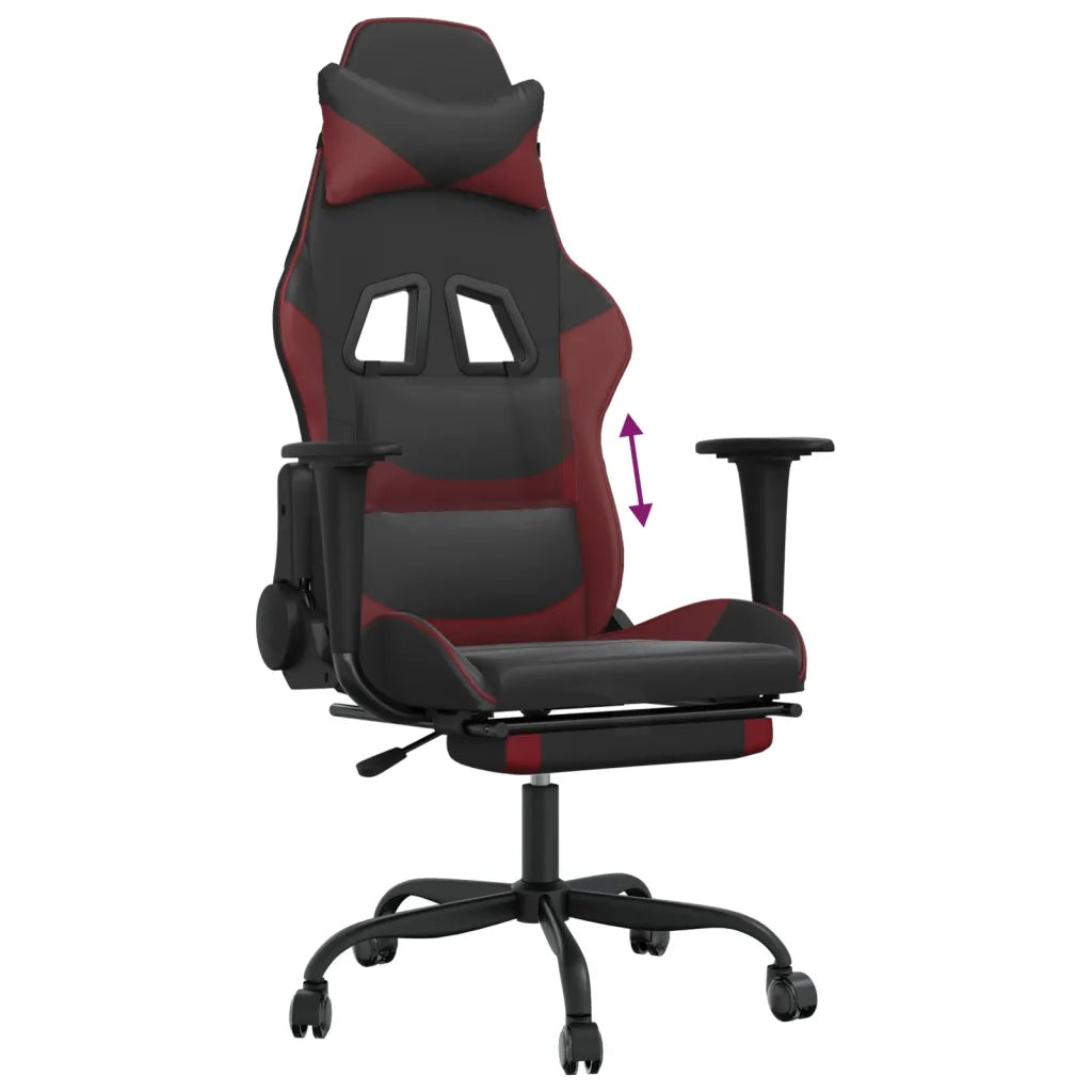 Sedia da Gaming con Poggiapiedi Nero e Rosso Vino in Similpelle cod mxl 62062