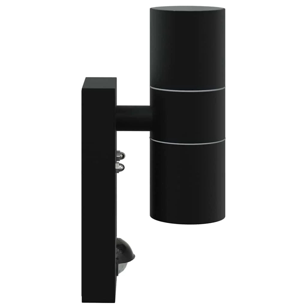 Set di 2 applique da esterno cilindriche dal design contemporaneo 7 x 10 x 22 cm acciaio inox nero 02_0056546