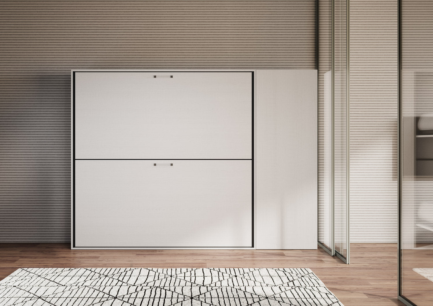 Letti Singoli a Scomparsa Composizione H Kando H190,8 Bianco Frassino