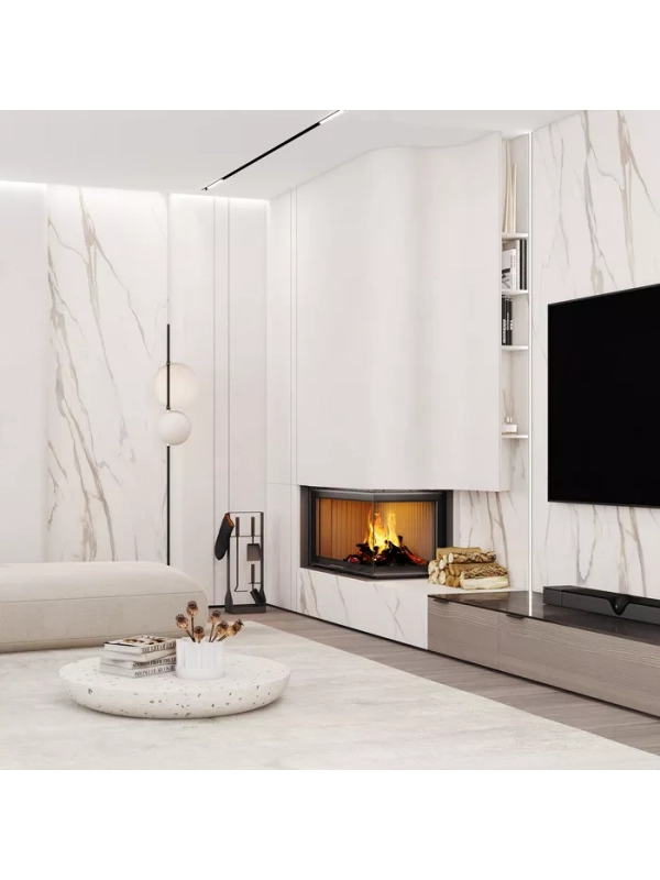 Caminetto ad angolo Nero Inserto Apertura destra Energy Up 85x50x47 (17,0 kW) ECO