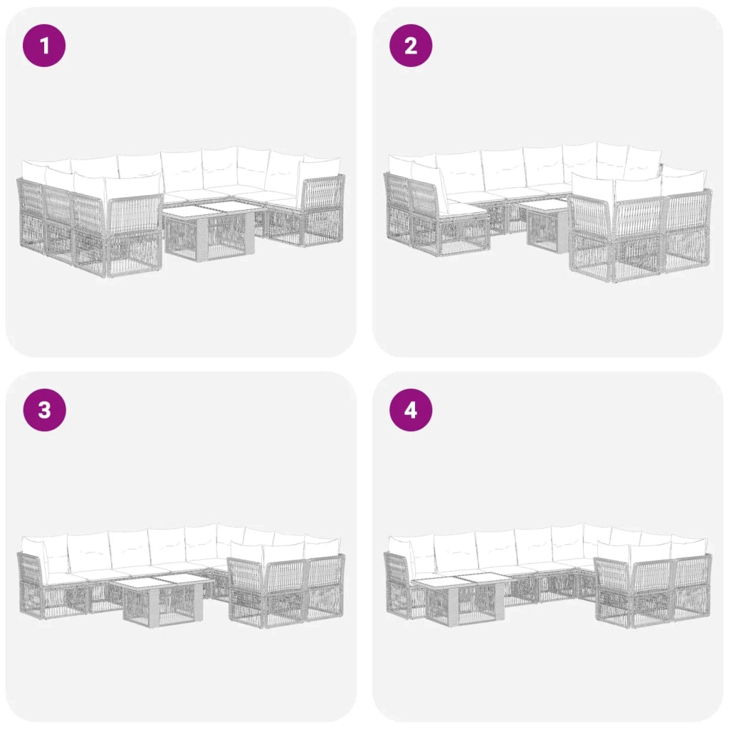 Set Divano da Giardino 10 pz Grigio polyrattan 3436523