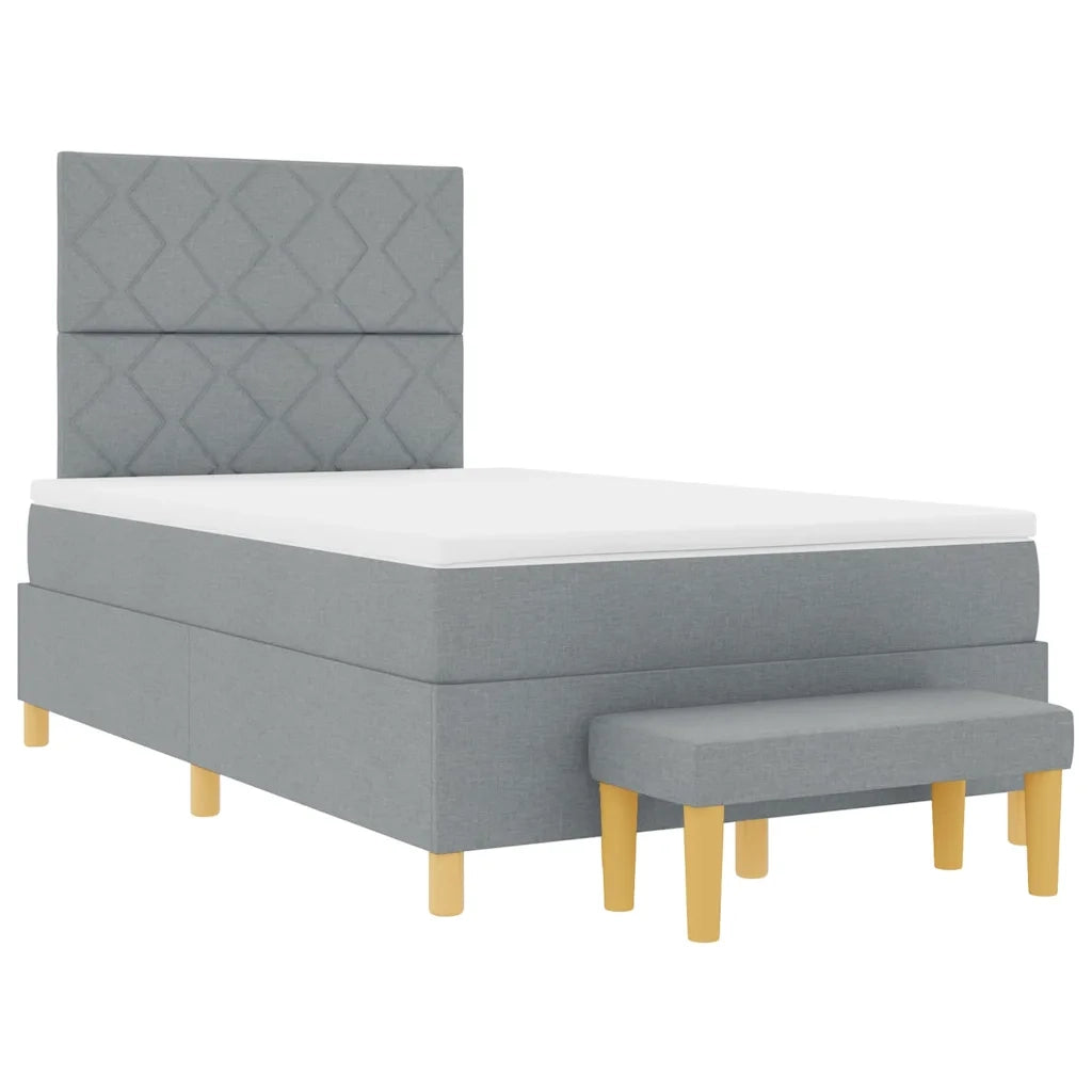 Letto a molle con materasso Grigio chiaro 120 x 190 cm Tessuto