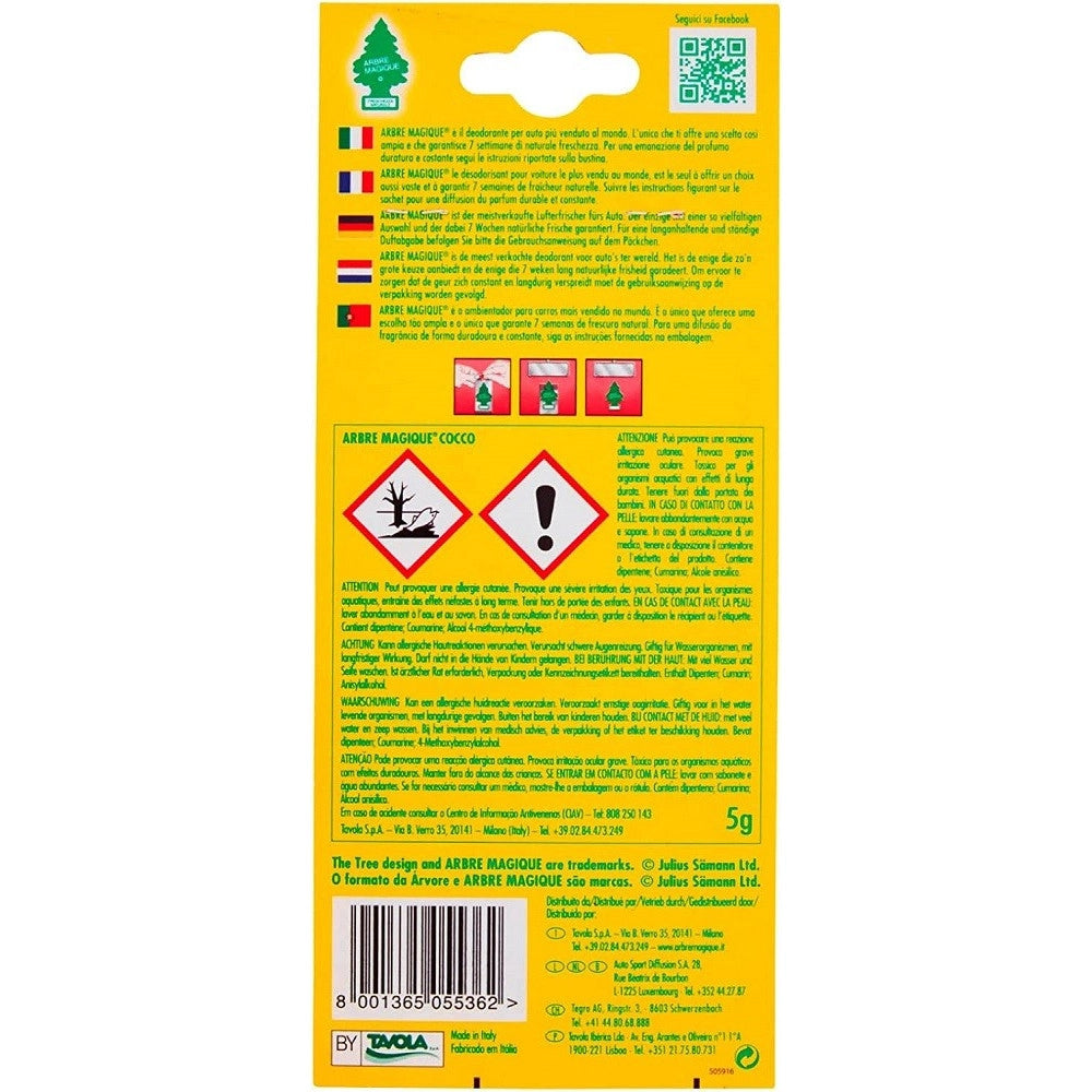 Trade Shop - Arbre Magique Mono Deodorante Profumatore Auto Profumazione Fragranza Mela Verde -