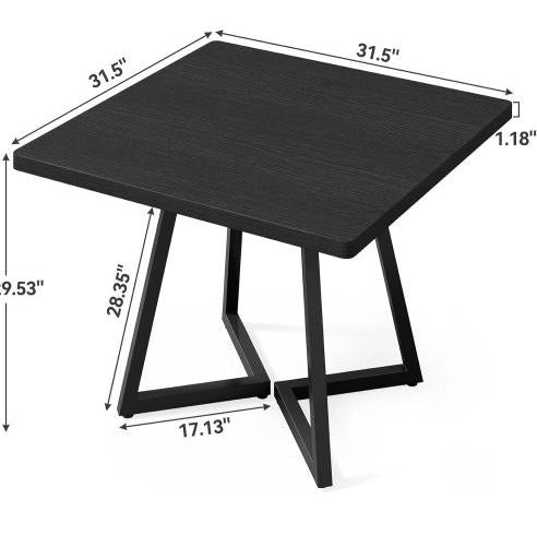 Tavolo da pranzo quadrato industriale 80 cm in MDF e metallo nero