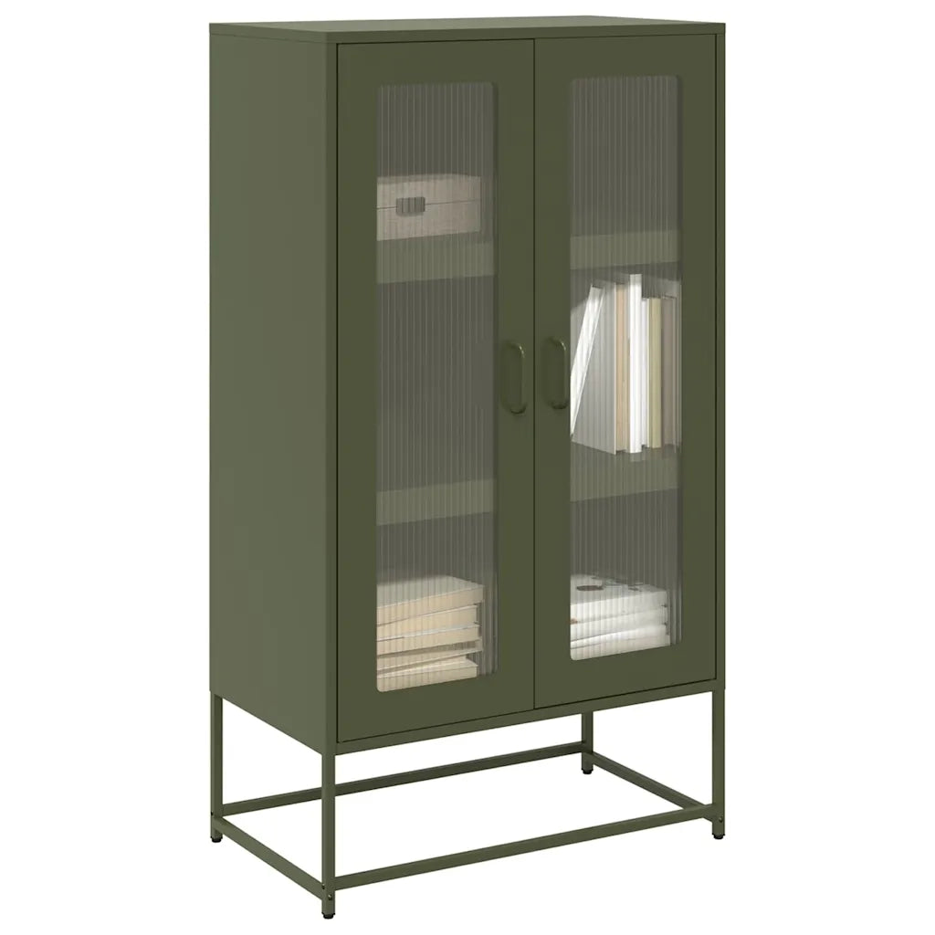 Credenza-Buffet-Armadio da cucina Verde Oliva 68x39x123 cm in Acciaio 703390