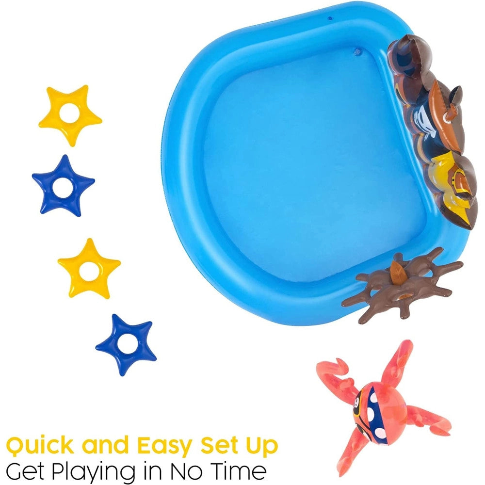 Trade Shop - Piscina Gonfiabile Area Di Gioco Per Bambini Pirati Mare Piscina Acqua 140x130cm -