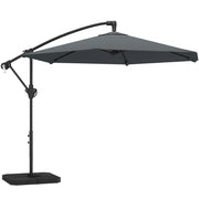Parasole a sbalzo; circa 300 cm Parasole con meccanismo di bloccaggio; piedi di supporto grigio scuro