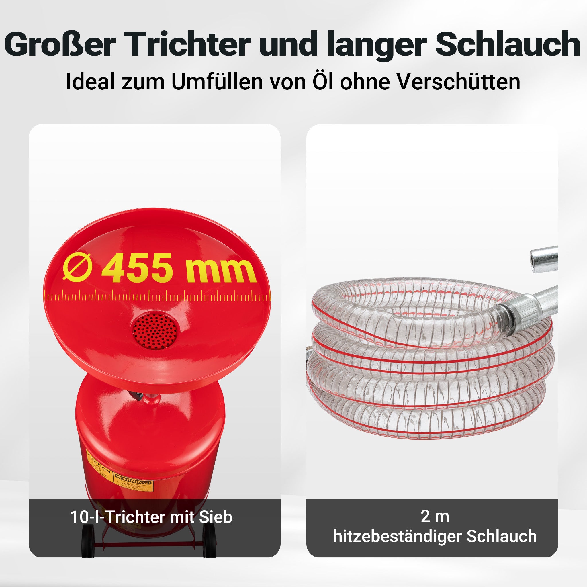 Recuperatore olio esausto 68 litri altezza regolabile 98-157cm Raccoglitore olio esausto