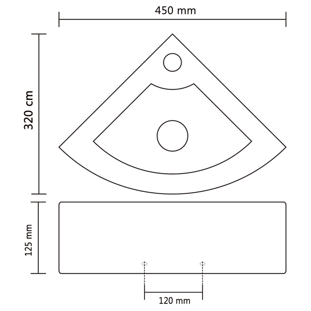 Lavandino con Troppopieno 45x32x12,5 cm in Ceramica Oro 143482