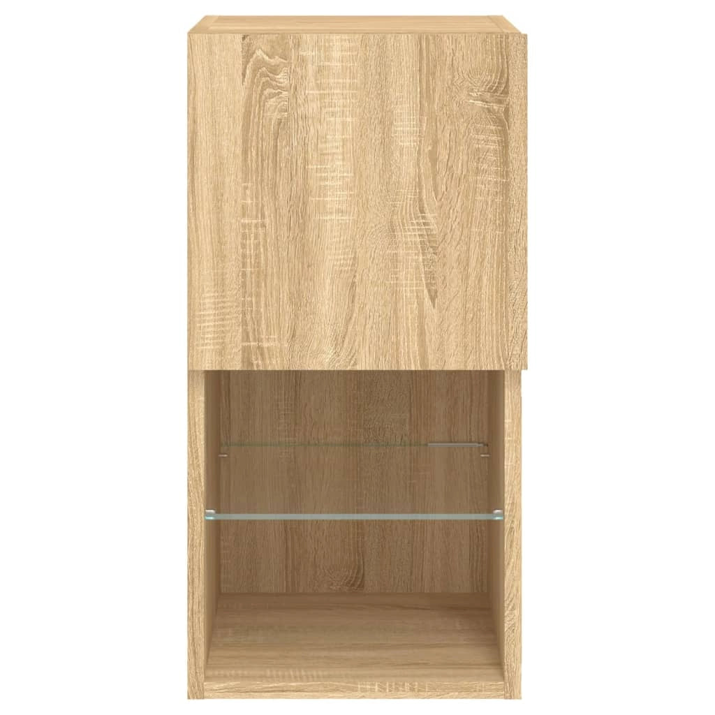 Mobile TV multimediale scaffale TV credenza mobile TV per sala da pranzo soggiorno camera da letto con luci LED 2 pezzi rovere Sonoma 30,5 x 30 x 60 cm marrone 02_0028873