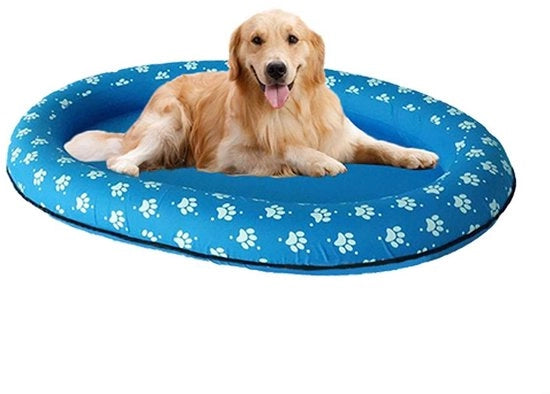 Piscina per cani gonfiabile - barca galleggiante - adatta a cani fino a 40 kg - impronta di piede ovale 140x96 cm - sicura per animali domestici - materiale PVC - salvavita per cani
