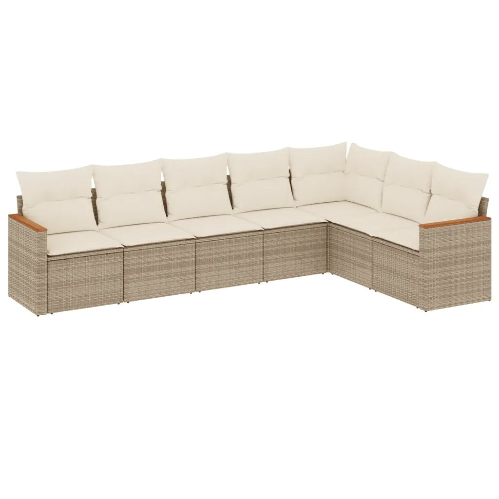 Set Divani da Giardino 7 pz con Cuscini Beige in Polyrattancod mxl 89071