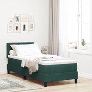 Letto a Molle con Materasso Verde Scuro 80x200 cm in Velluto
