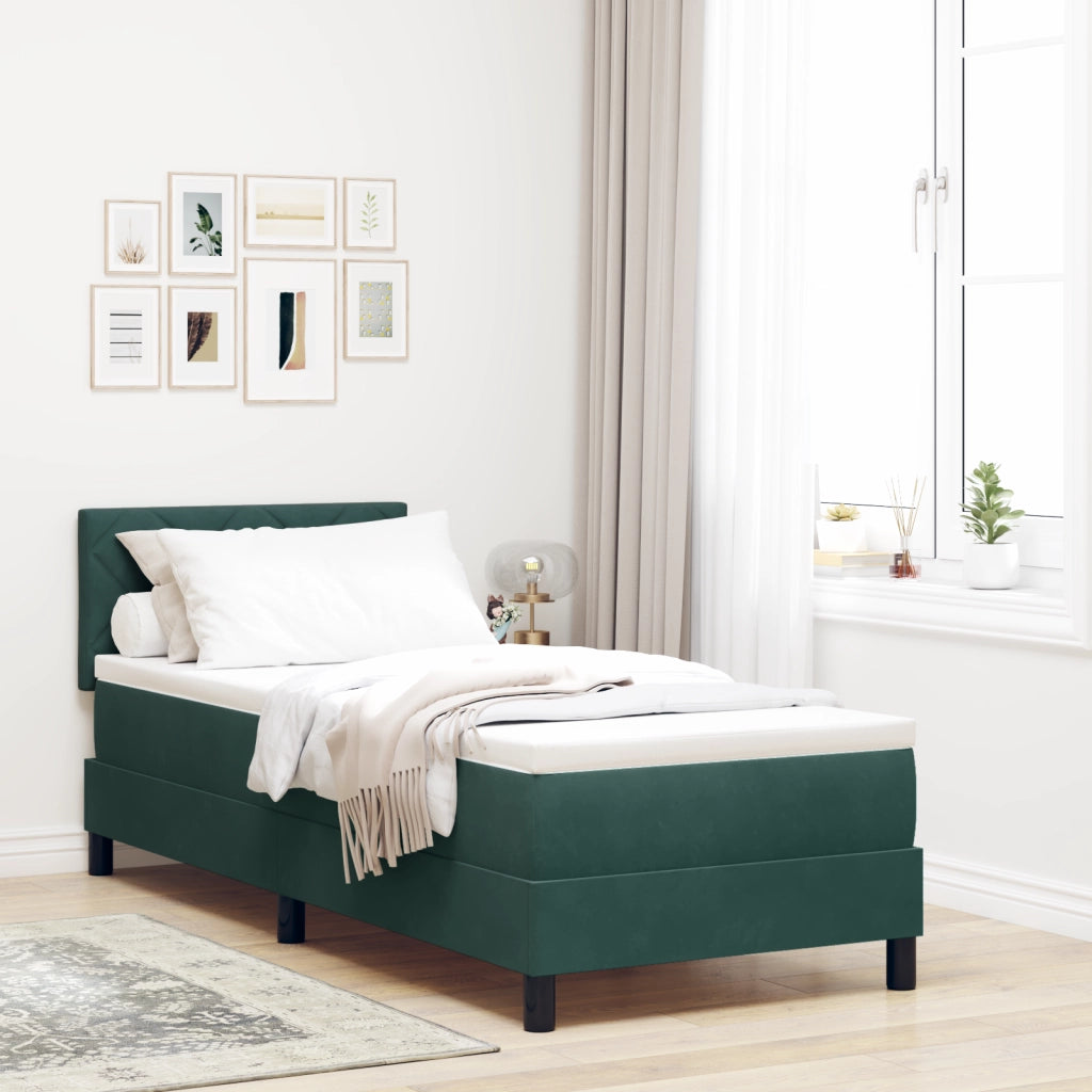 Letto a Molle con Materasso Verde Scuro 80x200 cm in Velluto