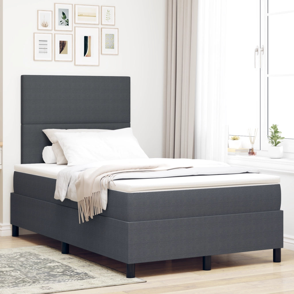 Letto Contenitore con Materasso & Luce LED Grigio Scuro Piccolo Matrimoniale in Velluto
