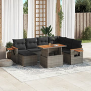 Set Divano da Giardino 8 pz con Cuscini Grigio in Polyrattan 3273636