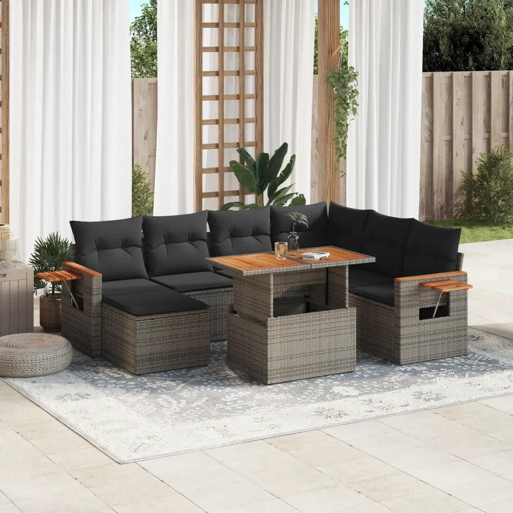 Set Divano da Giardino 8 pz con Cuscini Grigio in Polyrattan 3273636