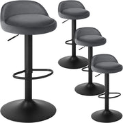 Sgabelli da Cucina in Velluto con Poggiapiedi Sgabelli da Bar Moderni per Bancone Penisola Sedie Alte Girevoli Altezza Seduta Regolabile 62-84cm, Grigio scuro 4 Pezzi 0823BY-4