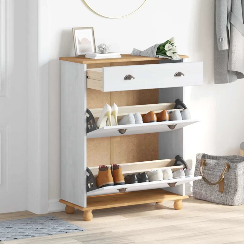Mobile per scarpe ASKIM Bianco 85 x 35 x 108 cm Pino massello 4105438