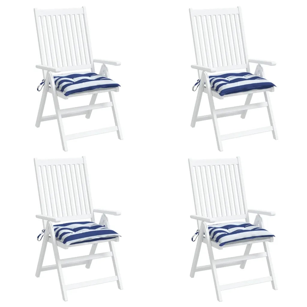 Cuscini per Sedia 4pz Strisce Bianche e Blu 40x40x7 cm Tessuto
