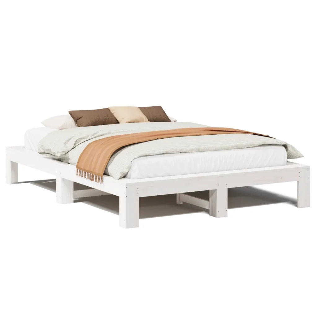Letto senza Materasso Bianco 150x200 cm Legno Massello di Pino 3308736