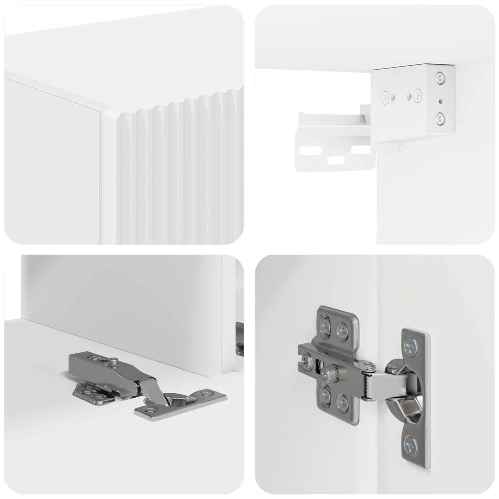 Set mobile TV Montaggio a parete 4 pcs Bianco Legno multistrato 3409006