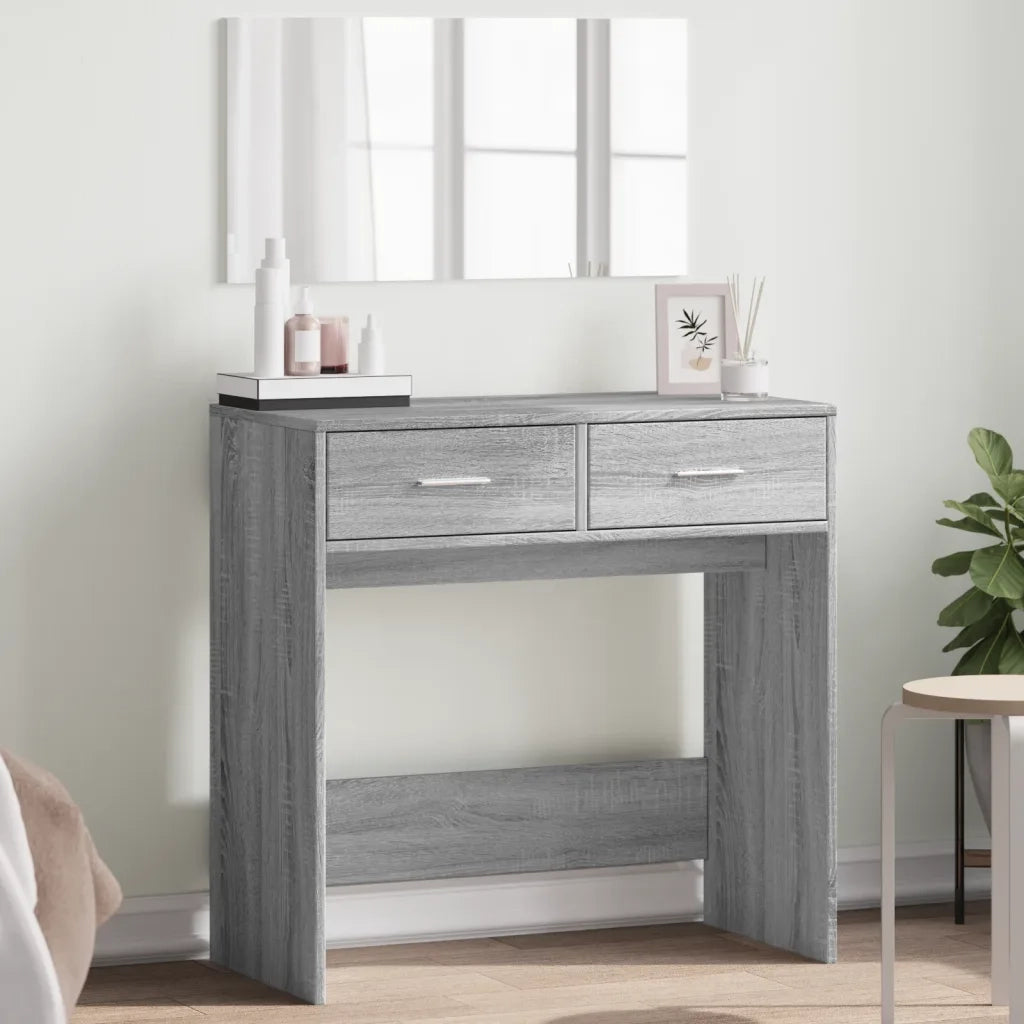 Toeletta con Specchio-Tavolo da Vanit¨¤ Grigio Sonoma 80x39x80 cm