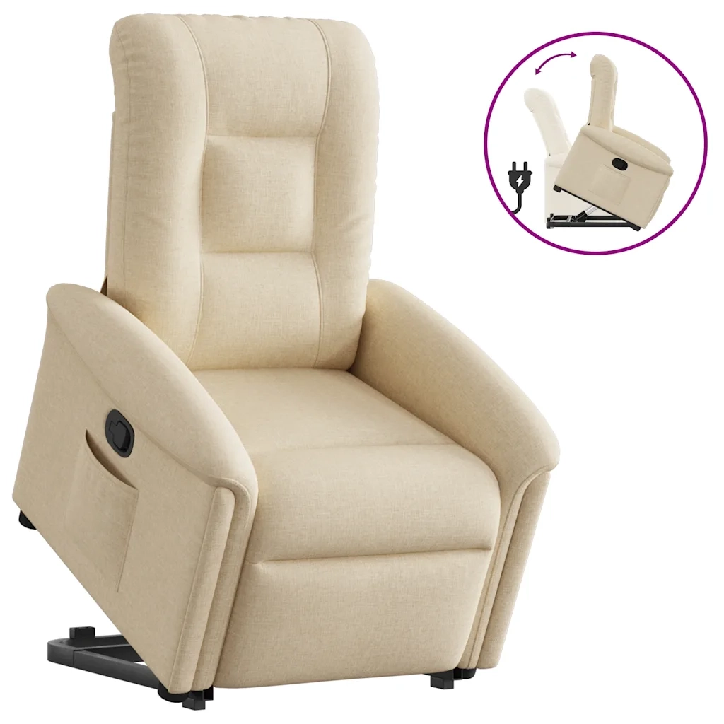 Poltrona Alzapersona Reclinabile Crema in Tessuto 3303262