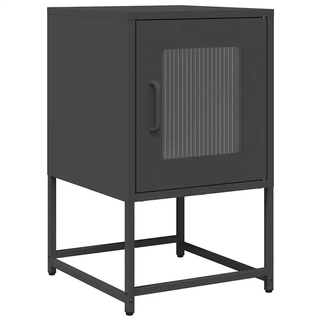 vidaXL Comodino Nero 36x39x60,5 cm in Acciaio Laminato a Freddo