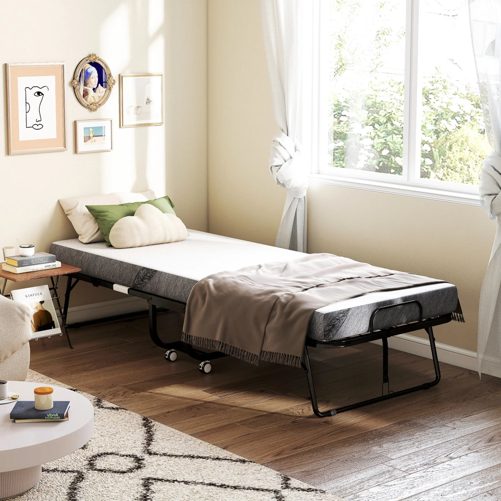Letto singolo pieghevole con materasso ¨C zephmum ¨C bianco 200x80 cm