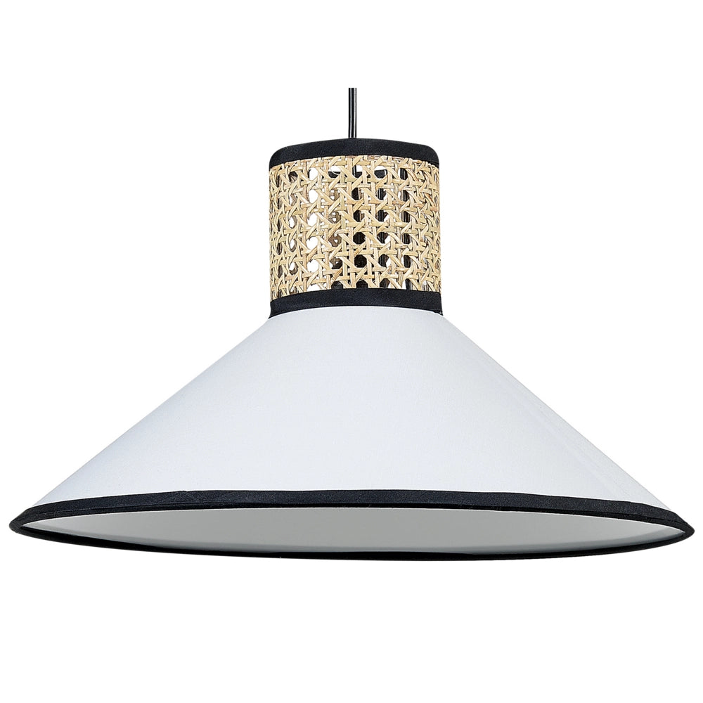 Lampada a sospensione bianco naturale nero rattan paralume in poliestere illuminazione boho