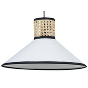 Lampada a sospensione bianco naturale nero rattan paralume in poliestere illuminazione boho