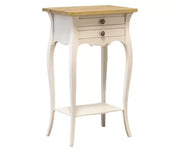 Comodino porta telefono 2 cassetti legno shabby bianco naturale 45x35x70 - Mobili 2G