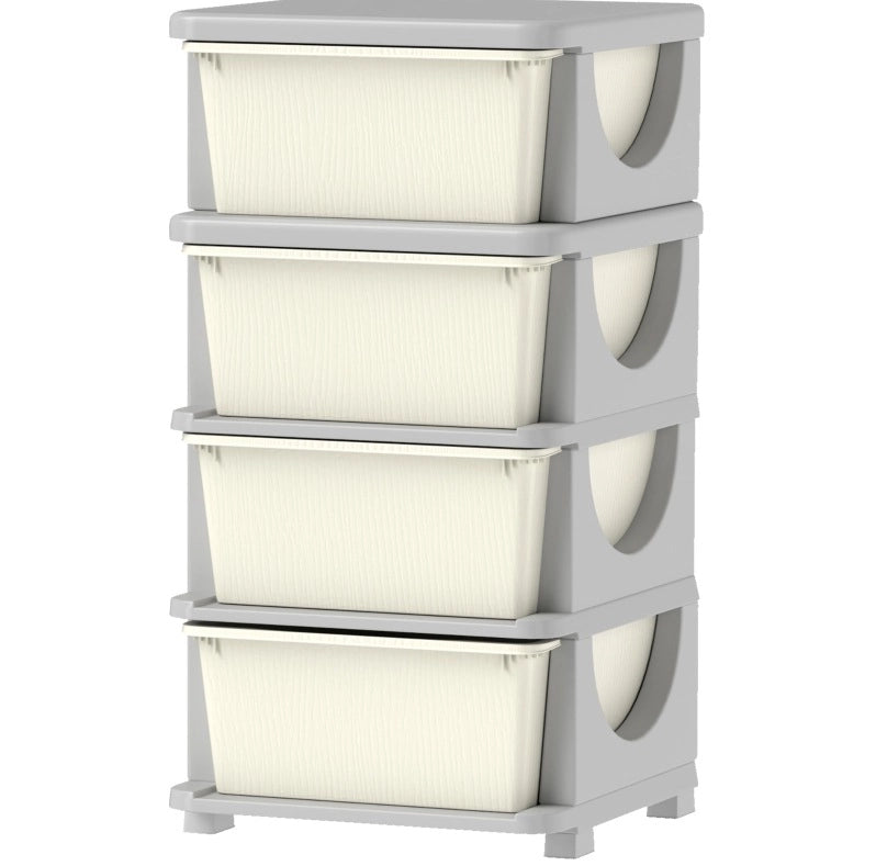 Mobile contenitore per bambini con 4 cassetti crema