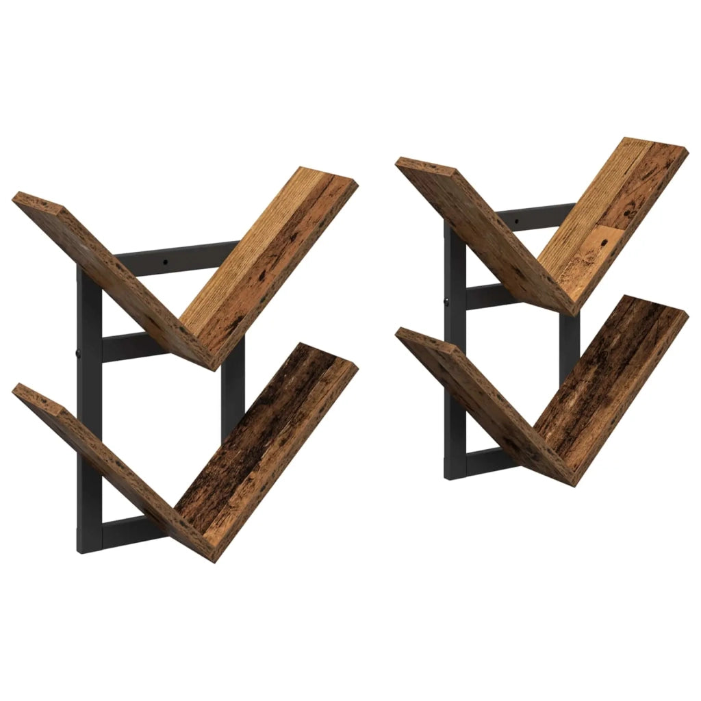 Mensola a muro flottante 2 pcs Legno antico 43 x 15 x 47 cm 8012345