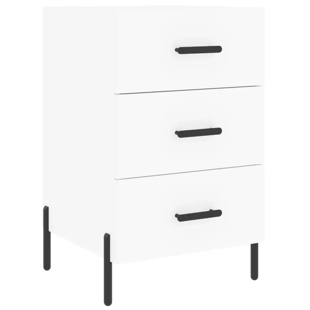 Comodino | Armadio da Notte | Mobiletto da notte Bianco 40x40x66 cm in Legno Multistrato