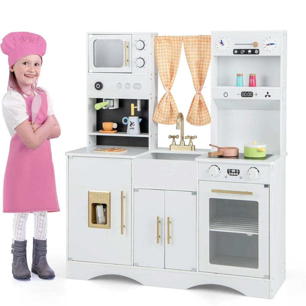 Cucina giocattolo in legno 102 x 35 x 110 cm con vari accessori atmosfera accogliente MDF bianco 20_0019022