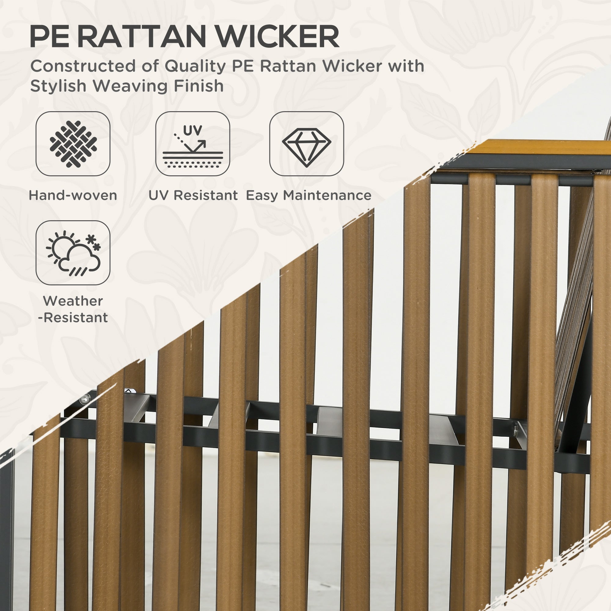 Set Tavolino e 2 Sedie da Giardino  in Acciaio e Rattan Grigio