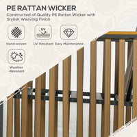 Set Tavolino e 2 Sedie da Giardino  in Acciaio e Rattan Grigio