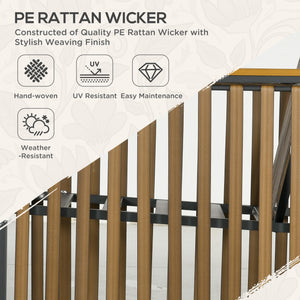 Set Tavolino e 2 Sedie da Giardino  in Acciaio e Rattan Grigio