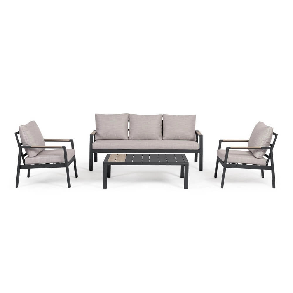 Set da 4 pezzi salotto da esterno in alluminio con cuscini - NOLIRA