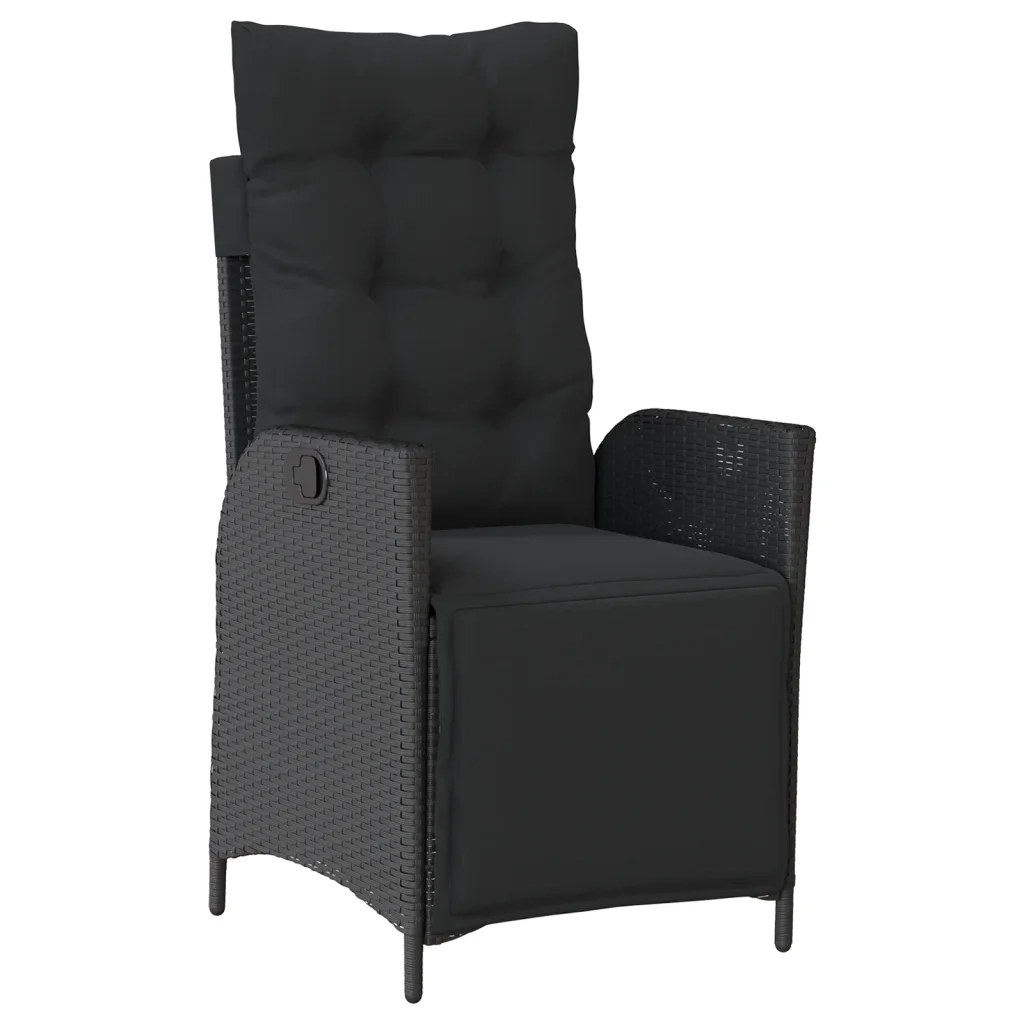 vidaXL Set da Pranzo da Giardino 5 pz Nero con Cuscini in Polyrattan