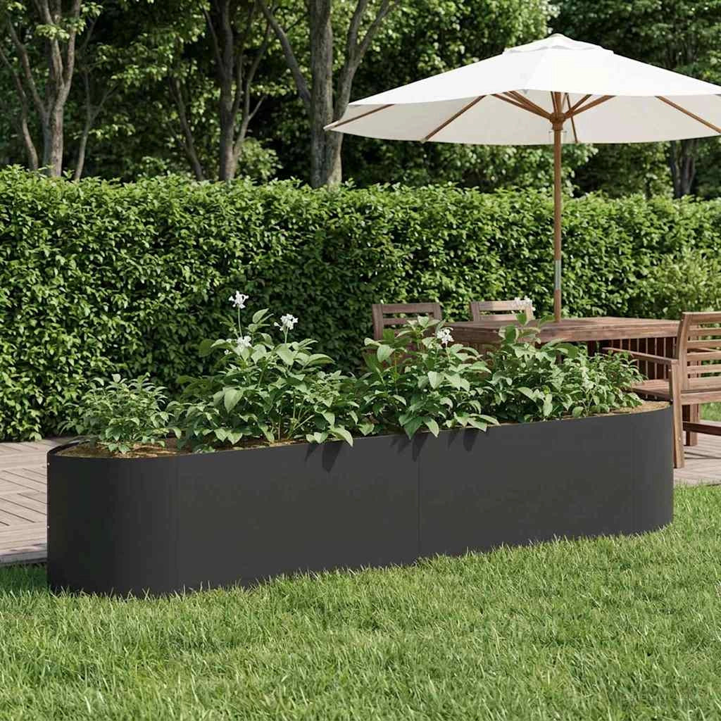 Letto rialzato da giardino Nero 220 x 40 x 40 cm Acciaio 8011719