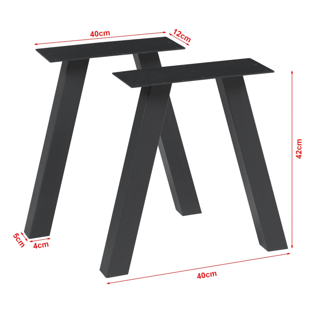 Set di 2 gambe per tavolo da arredamento moderno design originale 42 x 40 cm acciaio nero 03_0009685