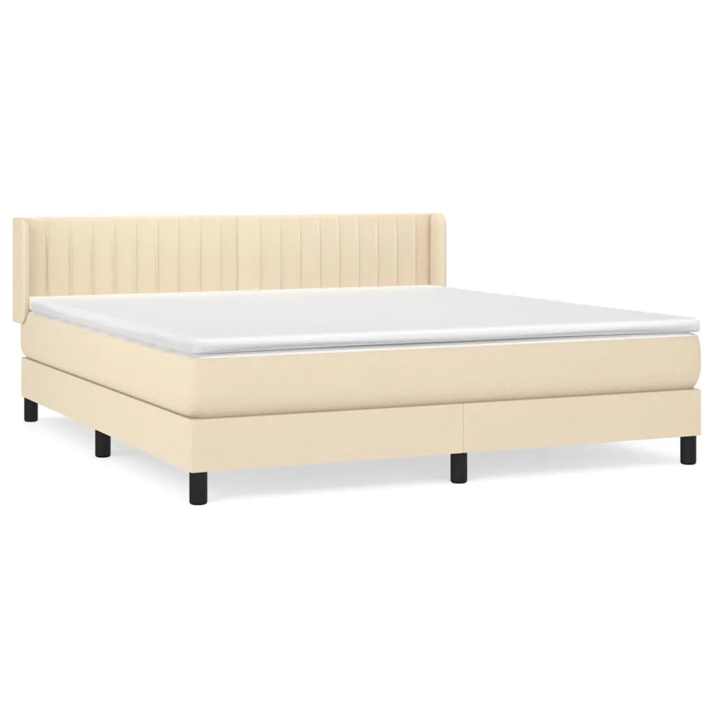 Giroletto a Molle con Materasso Crema 180x200 cm in Tessuto