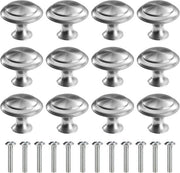Maniglie a forma di palla - maniglie per mobili con viti - maniglie per cassetti - commode cucina - 30 mm - 12 pezzi - argento