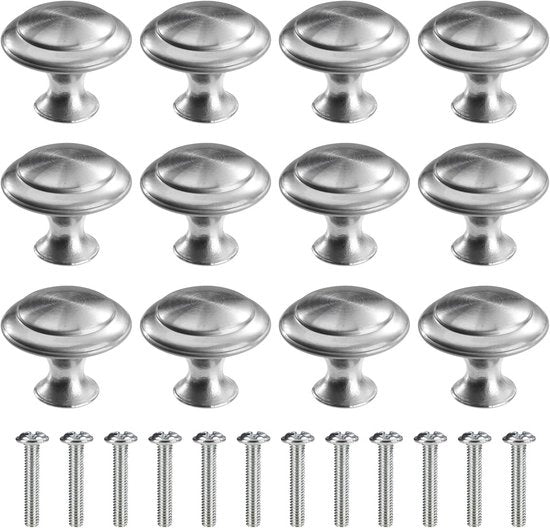 Maniglie a forma di palla - maniglie per mobili con viti - maniglie per cassetti - commode cucina - 30 mm - 12 pezzi - argento